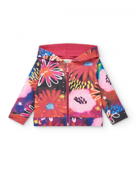 Sudadera con capucha y estampado floral cósmico para niña de la Sudadera con capucha y estampado floral cósmico para niña de la