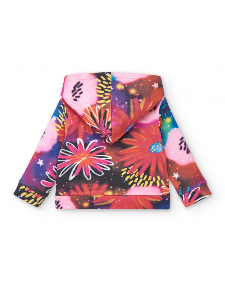 Sudadera con capucha y estampado floral cósmico para niña de la Sudadera con capucha y estampado floral cósmico para niña de la