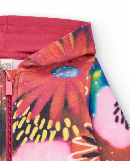 Sudadera con capucha y estampado floral cósmico para niña de la Sudadera con capucha y estampado floral cósmico para niña de la