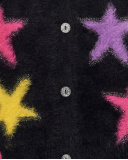 Cárdigan para niña en color negro con estrellas multicolores Cárdigan para niña en color negro con estrellas multicolores