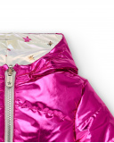 Chaqueta acolchada para niña en color rosa metalizado con Chaqueta acolchada para niña en color rosa metalizado con