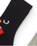Set de 2 calcetines niño en negro y gris con diseño de tigre Set de 2 calcetines niño en negro y gris con diseño de tigre