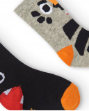 Set de 2 calcetines niño en negro y gris con diseño de tigre Set de 2 calcetines niño en negro y gris con diseño de tigre