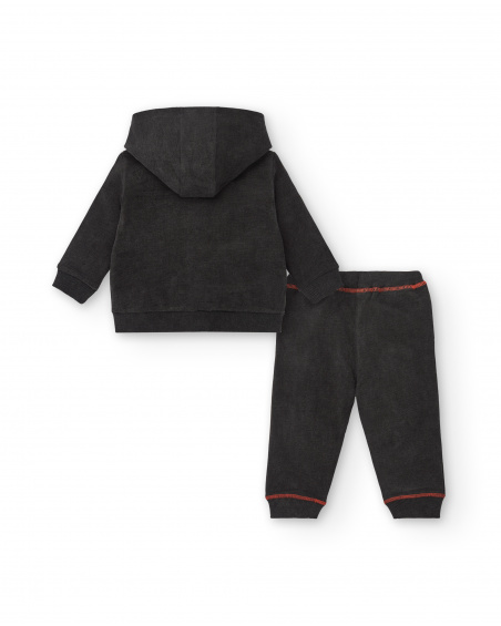 Chándal felpa niño en negro con estampado londinense colección Chándal felpa niño en negro con estampado londinense colección