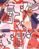 Chaqueta impermeable con estampado de corazones y cabinas Chaqueta impermeable con estampado de corazones y cabinas