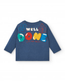 Camiseta niño en azul con estampado escolar divertido colección Camiseta niño en azul con estampado escolar divertido colección