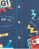 Camiseta niño en azul con estampado escolar divertido colección Camiseta niño en azul con estampado escolar divertido colección