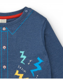 Camiseta niño en azul con estampado escolar divertido colección Camiseta niño en azul con estampado escolar divertido colección