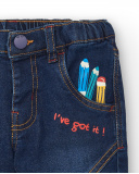 Pantalón denim niño con detalles bordados colección Big Brains Pantalón denim niño con detalles bordados colección Big Brains