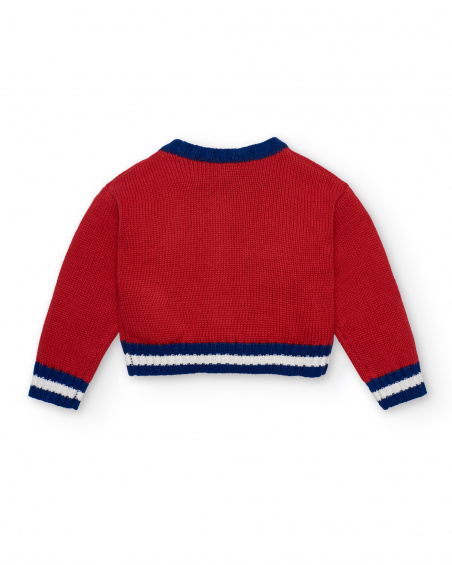 Chaqueta tricot para niña en rojo con detalles bordados