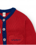 Chaqueta tricot para niña en rojo con detalles bordados Chaqueta tricot para niña en rojo con detalles bordados