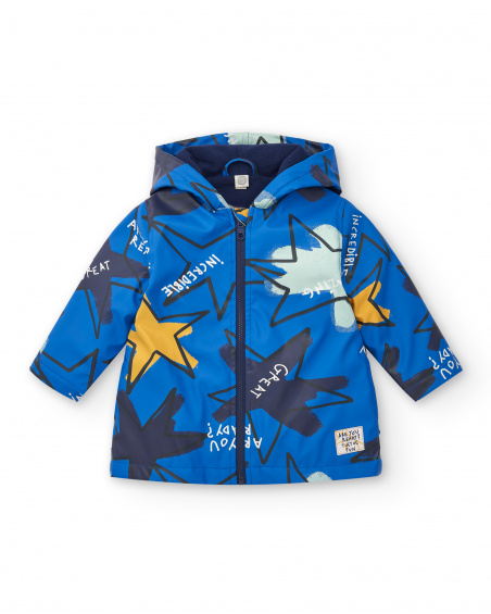 Gabardina impermeable niño en azul con estampado de estrellas