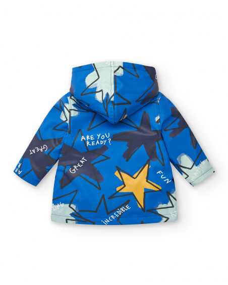 Gabardina impermeable niño en azul con estampado de estrellas
