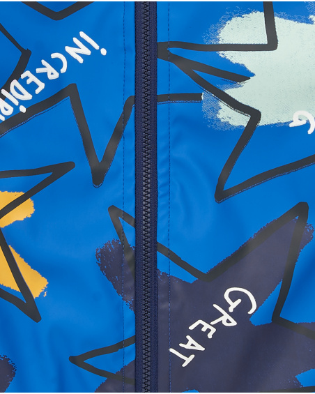 Gabardina impermeable niño en azul con estampado de estrellas