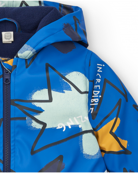 Gabardina impermeable niño en azul con estampado de estrellas