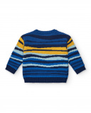 Jersey tricot niño en azul con rayas multicolor colección Jersey tricot niño en azul con rayas multicolor colección