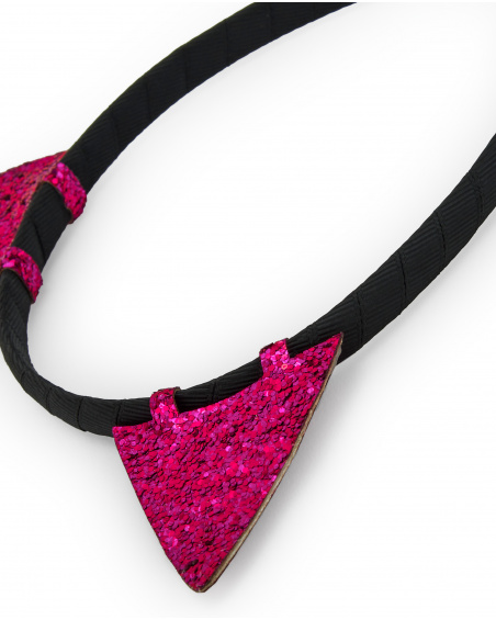 Diadema negra con orejas de glitter rosa para niña colección