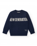 Jersey azul marino con texto "New Generation" para niño Jersey azul marino con texto "New Generation" para niño