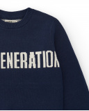 Jersey azul marino con texto "New Generation" para niño Jersey azul marino con texto "New Generation" para niño