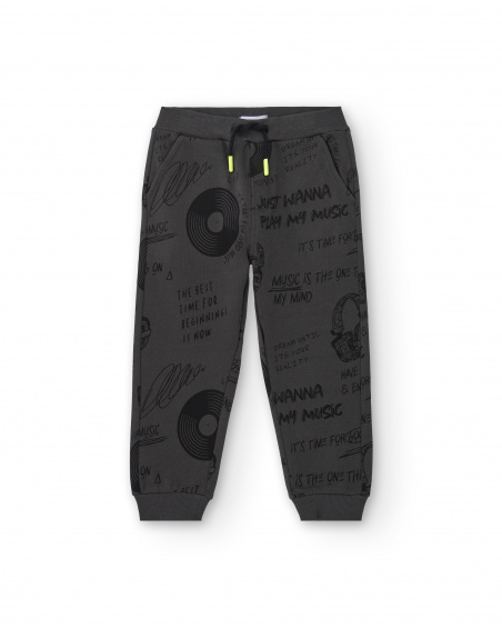 Pantalones de chándal gris oscuro con estampado musical para