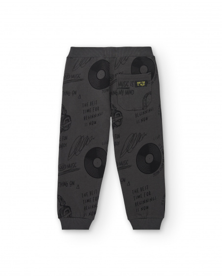 Pantalones de chándal gris oscuro con estampado musical para