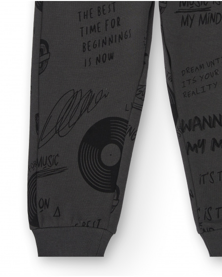Pantalones de chándal gris oscuro con estampado musical para