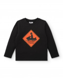 Camiseta negra con estampado "Snowmobile Crossing" para niño de Camiseta negra con estampado "Snowmobile Crossing" para niño de