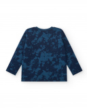 Camiseta azul con estampado camuflaje y mensaje para niño Camiseta azul con estampado camuflaje y mensaje para niño