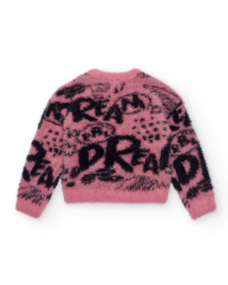 Jersey con pelo sintético y estampado de grafitis en rosa y