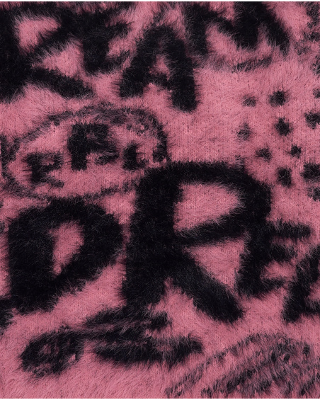 Jersey con pelo sintético y estampado de grafitis en rosa y