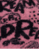 Jersey con pelo sintético y estampado de grafitis en rosa y Jersey con pelo sintético y estampado de grafitis en rosa y