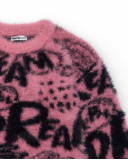 Jersey con pelo sintético y estampado de grafitis en rosa y Jersey con pelo sintético y estampado de grafitis en rosa y