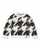 Jersey de punto suave con estampado de pata de gallo para niña Jersey de punto suave con estampado de pata de gallo para niña
