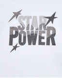 Camiseta blanca con texto "Star Power" en plateado para niña de Camiseta blanca con texto "Star Power" en plateado para niña de
