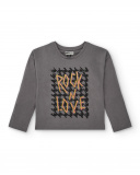Camiseta gris con estampado "Rock N Love" para niña colección Camiseta gris con estampado "Rock N Love" para niña colección