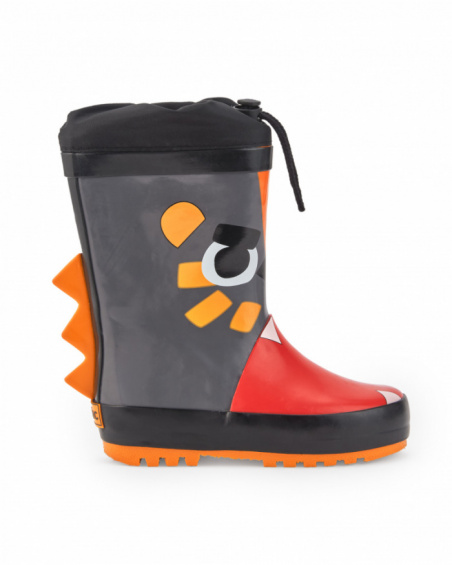 Botas de lluvia niño en negro y rojo con diseño de personaje