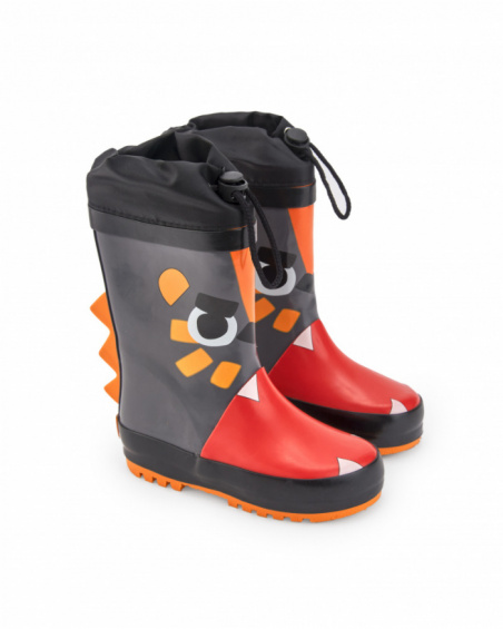 Botas de lluvia niño en negro y rojo con diseño de personaje