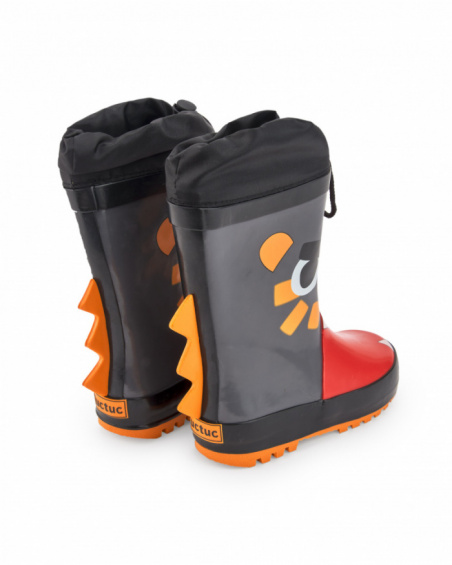 Botas de lluvia niño en negro y rojo con diseño de personaje