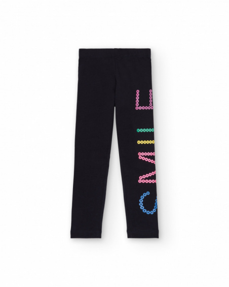 Leggings niña en negro con estampado de colores colección