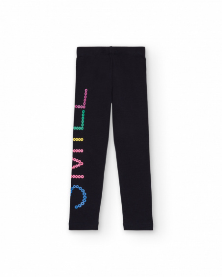 Leggings niña en negro con estampado de colores colección