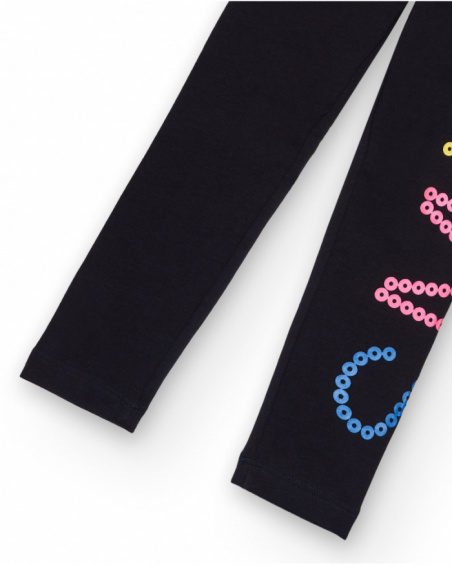 Leggings niña en negro con estampado de colores colección