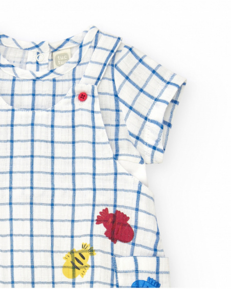 Peto y camiseta de punto para niño con estampado de cuadros
