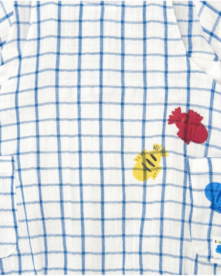 Peto y camiseta de punto para niño con estampado de cuadros