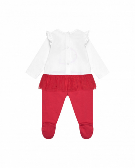 Pelele blanco para niña con aplique de pez y falda de tul roja Pelele blanco para niña con aplique de pez y falda de tul roja