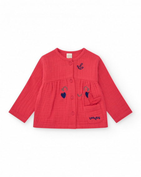 Conjunto para niña con camiseta de medusas, leggings rojos y Conjunto para niña con camiseta de medusas, leggings rojos y
