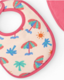 Pack de dos baberos para niña rosa con estampados de elefantes Pack de dos baberos para niña rosa con estampados de elefantes