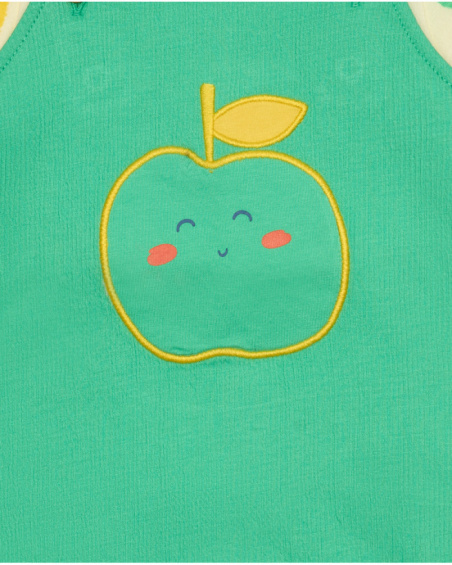 Conjunto para niño con camiseta de manzanas y peto verde con Conjunto para niño con camiseta de manzanas y peto verde con