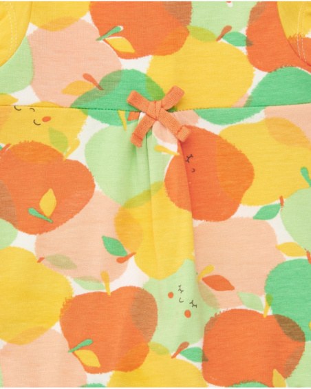 Pelele de punto para niña con estampado de frutas y volantes Pelele de punto para niña con estampado de frutas y volantes