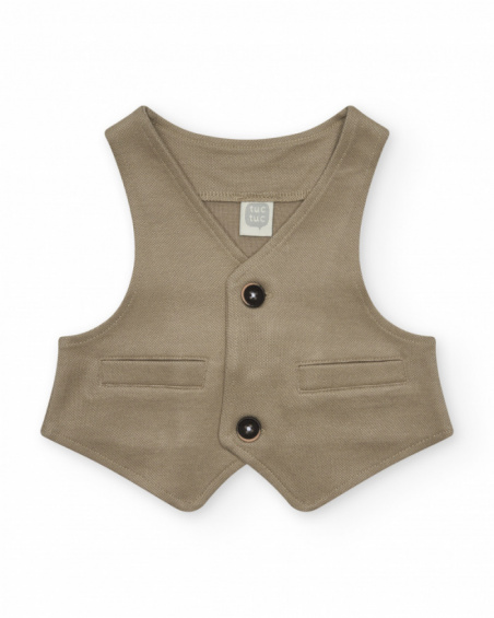 Chaleco beige para niño con botones y bolsillos decorativos Chaleco beige para niño con botones y bolsillos decorativos