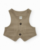 Chaleco beige para niño con botones y bolsillos decorativos Chaleco beige para niño con botones y bolsillos decorativos